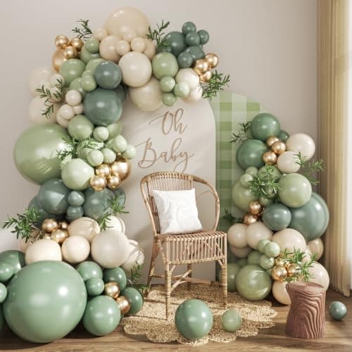 Sage Green Balloon Arch Kit for Wild One Woodland Party Decorations - Image 1