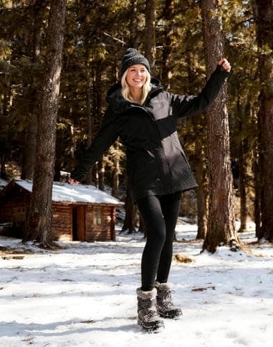 Pioneer Camp Womens Winter Parka Warm Puffer Coat with Hood Windproof Water Resistant Jacket, Black, XL - Thumbnail 3
