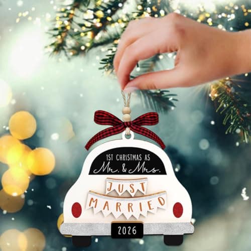 First Christmas Married Ornament 2026, Our First Christmas As Mr and Mrs Christmas Ornament - Bridal Shower Gift, Marriage Gifts, Wedding Gifts for Couples, Gift for Newlyweds - Thumbnail 3