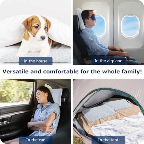 Ultra Thin Pillow 2.75" cooling Memory Foam Pillows for Stomach Sleeping, Gel Infused Slim Pillows for Side Back Stomach Sleepers, Travel Pillow, Bed Pillow Neck support, Washable Cover Standard Size - Thumbnail 4