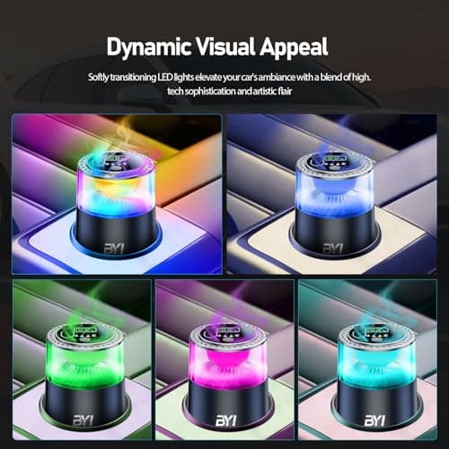 Smart Car Air Freshener with RGB Ambient Light, Galaxy Cloud Mist, Auto On/Off, Built-in Battery, Car Aroma Diffuser, Home, Office (4 Essential Oil Box), Long-Lasting Scent - Thumbnail 5