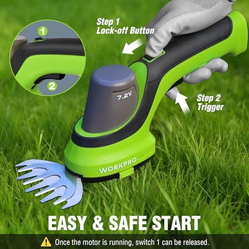 WORKPRO 7.2V Handheld Grass Trimmer, 2-in-1 Cordless Hedge Trimmer & Grass Shears with 2Ah Battery, Small Bush & Shrub Trimmer for Lawn Edging, Garden, Yard & Hedge Trimming - Thumbnail 5