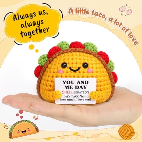 Mini Valentines Day Gifts for Him Her Couple Galentine’s Day Birthday Gift for Boyfriend Girlfriend Fiancé Anniversary Valentines Gift for Women Men Wife Husband Handmade Crochet Taco Tuesday - Thumbnail 6