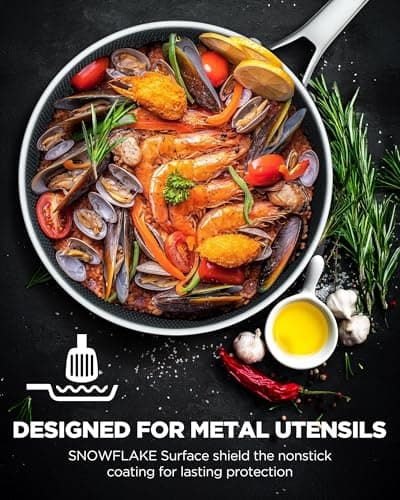 Yonida Non Stick Frying Pans with 2 Lids, 8+10+12 inch, Hybrid Frying Pans Set Nonstick,Skillets Stainless Steel Fajita, Dishwasher & Oven-Safe, Induction Compatible Cooking Pan, PFOA Free Cookware - Thumbnail 4