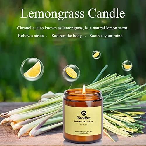 Aromatherapy Candles, Scented Candles, 7 OZ Lemongrass Citronella Candles, Stress Relief and Relax for Home & Bedroom Gift for Women Birthday Christmas, Soy Wax Candle - Thumbnail 3