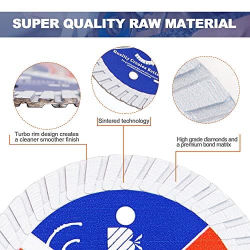 BRSCHNITT Diamond Cutting Disc for Concrete Masonry 115mm with Arbor 7/8"（22.23mm） for Granite Marble Stone Hard Concrete Reinforced 2pcs - Thumbnail 5