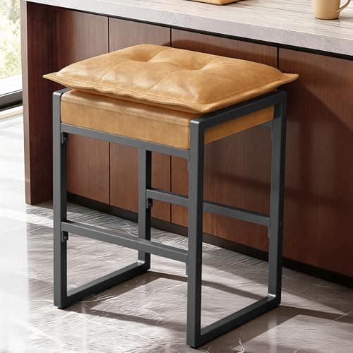 HOMVIMI Barstools with Double Cushion Comfortable Seating, Modern Bar Stools Set of 1 with Footrest, Counter Height Bar Chairs, Easy Assembly, for Kitchen Island, Bar, Counter(Brown)