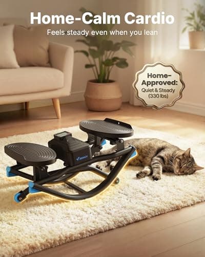 Merach Rocking Steppers for Exercise at Home, 3D Motion Stair Stepper with Resistance Bands for Full Body Workout & Low-Impact Balance Board, 330 LBS Loading Capacity Exercise Equipment（Black） - Thumbnail 5