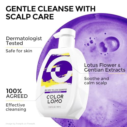 COLORLOMO Bye Bye Yellow Purple Shampoo, Neutralizes Brass & Yellow Tones, Sulfate Free, For Color Treated, Blonde, Bleached, Highlighted Brown or Silver Hair, 11. 83 Fl Oz - Thumbnail 5