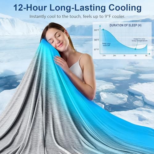 KMUSET Cooling Blanket Throw (50"x60"), Double Sided Summer Cooling Blankets for Hot Sleepers & Night Sweats, Cool Soft Lightweight Blanket for Beach, Sofa Bed Couch, Gifts for Women Men Light Grey - Thumbnail 2