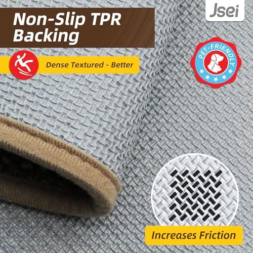 JSEI 17''x48'' Non-Slip Kitchen Runner Rug, Polypropylene Kitchen Mats, Machine Washable Absorbent and Stain Resistant Kitchen Rug, Carpet Mats with TPR Backing for Kitchen, Taupe - Thumbnail 6