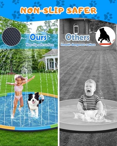 Instraella 13FT Large Splash Pad, Sprinkler for Dogs and Kids, 0.5mm Thickened Durable and Foldable Large Pool, Colorful Summer Outdoor Water Play Mat Toys for Toddlers and Dogs - Thumbnail 3