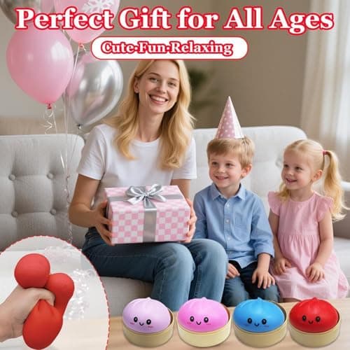Mystery Dumpling Squishy, 4 Inch Jumbo Dumpling Stress Ball, Squishy Bun, Anxiety Relief Fidget, Soft Squeeze Decompression Dough for Adults Classroom Prizes & Party Favors - Thumbnail 2