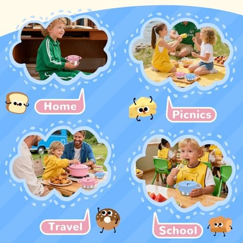2 Pack Toddler Snack Containers –13.5oz Food Grade Stainless Steel Snack Cups for Toddlers Spill Proof with Snowflake Silicone Lids & Handles, Baby Snack Containers, Dishwasher Safe Toddler Snack Cups - Thumbnail 6