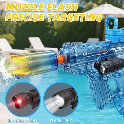 Electric Water Gun 2 Pack for Adults Kids,Rechargeable Automatic Water Gun with LED Flame Effect & Realistic Slide Action,Long Range, Super Powerful Electric Water Guns,Summer Battle Game Childs Gift - Thumbnail 4