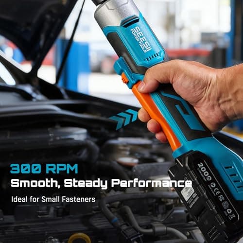 Seesii 3/8" Cordless Electric Ratchet Wrench, 60 ft-lbs (80Nm) High Torque, 21V Max, 2×2.0Ah Batteries, 0–300 RPM Variable Speed, Fast Charger, 10–17mm Socket Set, Extension Bar & Carry Case - Thumbnail 4