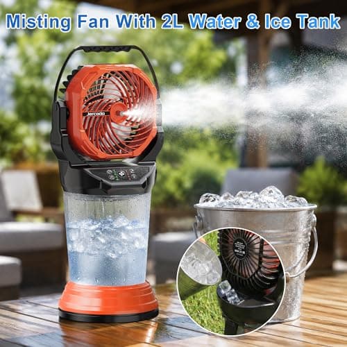 Jercoda Misting Fans for Outside with 2L Tank 30000mAh Rechargeable Battery - Thumbnail 6