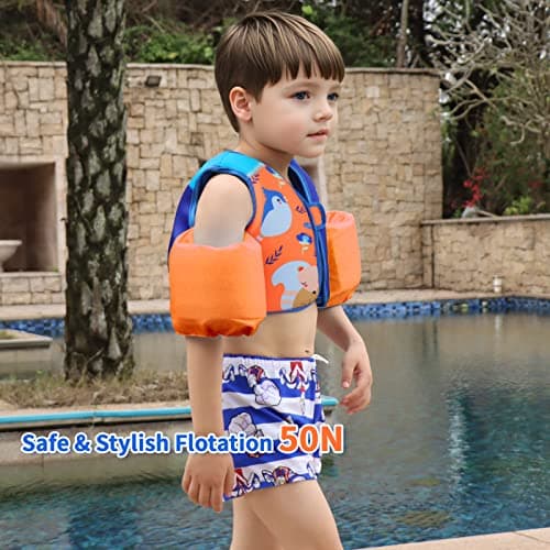 Gogokids Toddler Swim Vest Pool Floats for Kids 30-40-50-60-70 lbs, Kids Swimming Jacket[Stable Buoyancy & Comfort Wear] Puddle Float Jumper Swim Arm Floaties Bands Water Wings for Boys Girls Swimmies - Thumbnail 3