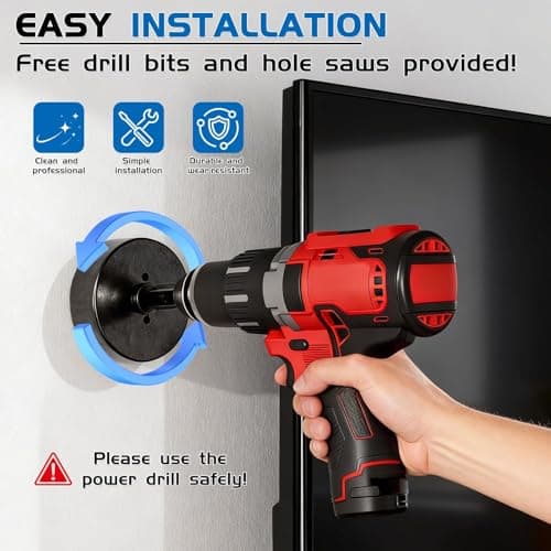 Naerza in wall Cable Management kit W/Hole Saw & Drill Template Power & Low Voltage Wire Cable Management Box Safe Fire-Resistanttv Cable Hider wall kit for Wall Mounted TV Home Theater - Thumbnail 5