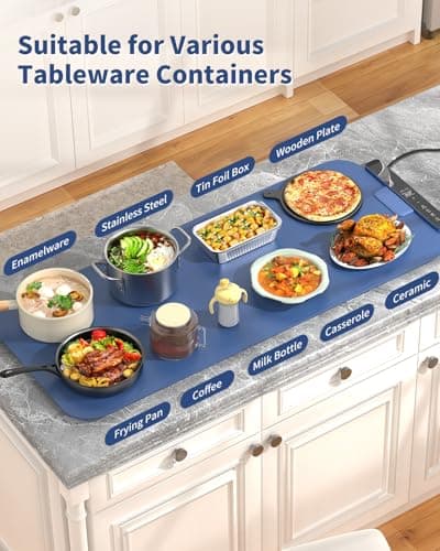 Food Warming Mat Extra Large 37"x15" with APP Control, Electric Warming Tray Adjustable Temp 99 Hour Timer Dishwasher Safe, Warming Mat for Food, Roll Up Portable Food Warmers for Parties Buffet - Thumbnail 3