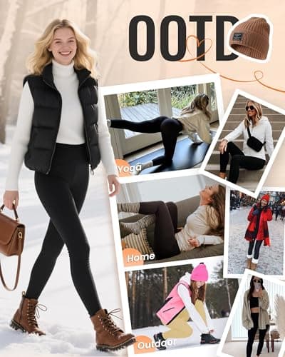 QGGQDD Fleece Lined Leggings Women - Soft Tummy Control High Waisted Winter Thermal Warm Yoga Pants for Workout Hiking White Large-X-Large - Thumbnail 4