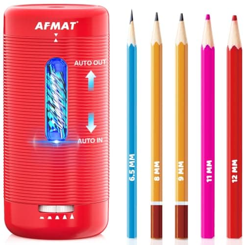 AFMAT Electric Pencil Sharpener, Fully Automatic Pencil Sharpener, Auto in & Out, Rechargeable Hands-Free Sharpeners for Jumbo & Colored Pencils (6.5-12mm), Portable for Home/Classroom/Office PSC2 - Image 1