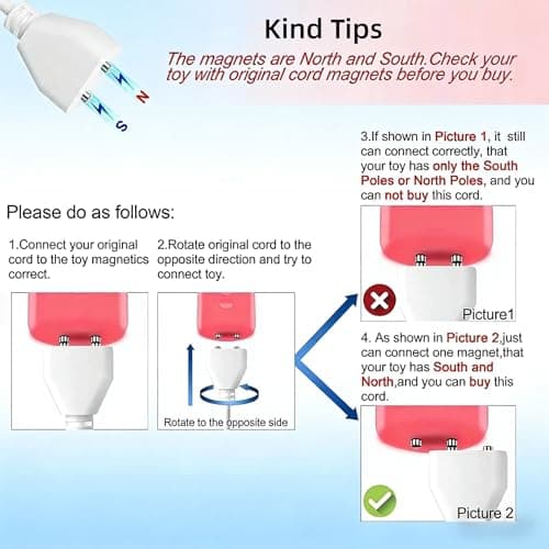 Rlissfiose 2Pack 6mm Magnetic Replacement Charger Cable with 2 Dots, 2.65ft(80cm) USB-A & USB-C Charging Port Set to Magnetic Cord for Rose Charger Toys,Massagers, Cleansers Electronics (6MM) - Thumbnail 5