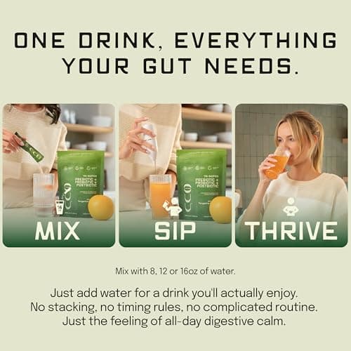 SUU Tribiotics - Prebiotic & Probiotic Drink Mix Packets for Gut Health & Digestive Health | Daily Probiotic, Cutting Mix & Immunity Supplement with Energy Support | Tangerine Orange (7-Pack) - Thumbnail 5