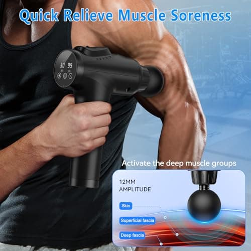 APHERMA Massage Gun, Muscle Massage Gun for Athletes Handheld Electric Deep Tissue Back Massager, Percussion Massage Device for Pain Relief with 30 Speed Levels 9 Heads Black - Thumbnail 6