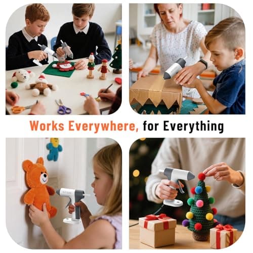 Katerk Cordless Hot Glue Gun Kit, 30s Fast Heating, Mini Glue Gun with 20 Glue Sticks, Compact & Portable with 2500mAh Built-in Battery, Auto Shut-Off, Perfect for DIY, School Crafts & Repairs (White) - Thumbnail 6
