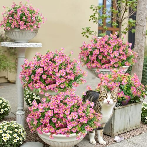U'Artlines Artificial Flowers for Outdoors, 16 Bundles Fake Flowers Realistic Pansies Plants with Eucalyptus, UV Resistant Silk Flower for Outside Planter Porch Garden Patio - Thumbnail 3