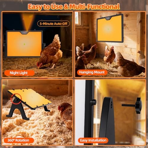 Gyrivav Brooder Plate for Chicks with Remote Control, Double-Sided Chick Heat Plate, Night Light, 4 Timer Modes, LED Light, Adjustable Angle & Temp Display, 180W for Chicks/Ducks/Cats/Dogs (Black) - Thumbnail 6