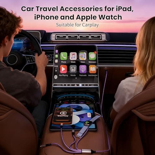 Cruise Travel Essentials 2026, Dual USB C 4 in 2 Charging Cord 5 FT, USB A/C Input, 1 C Port Data Transfer, iWatch Charger & IP, Simultaneous Charging for iPhone 17-11 iPad iWatch Series Purple, 2Pack - Thumbnail 4