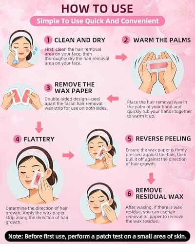 eodaimia 48pcs Wax Strips For Face, 48 Facial Wax Strips For Women, Waxing Kit For Women's Face, Eyebrow, Lip, Chest, Body & 4 Calming Oil Wipes, Face Waxing Strips For All Skin Types - Thumbnail 4