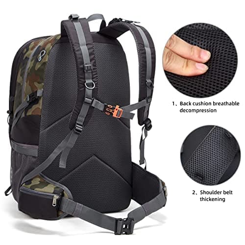 SPEEDPARK Hiking Backpack 40L Waterproof Hiking Daypack with Rain Cover, Outdoor Trekking Travel Backpacks for Men Women - Thumbnail 5