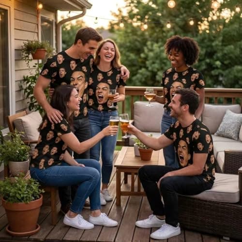 Personalized Prank Photo Customized T-Shirt - Customized Clothing Featuring Your Photo | Suitable for Parties, Gatherings, as a Surprise Appearance Black - Thumbnail 4