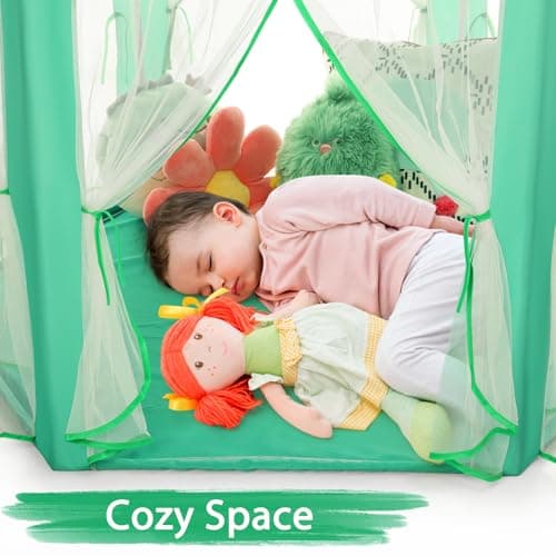 Monobeach Princess Tent Girls Green Large Playhouse Kids Castle Play Tent with Star Lights Gift Toy for Children Indoor and Outdoor Games - Thumbnail 5
