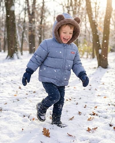 JiAmy Baby Winter Fleece Coat Kids Boys Jacket Outwear Girls Padded Clothes Blue 5-6 Years - Thumbnail 3