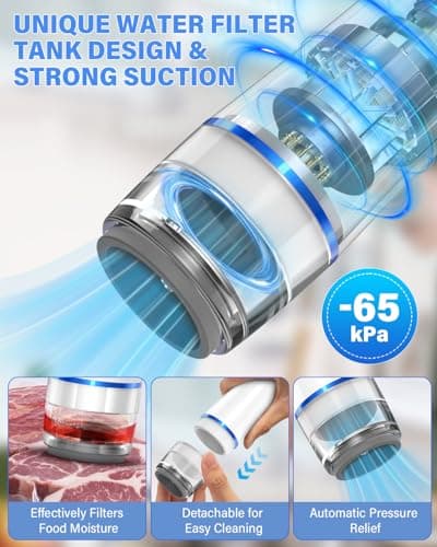 Compact Vacuum Sealer for Food (Vacuum Sealer Machine + Reusable Vacuum Bags) Powerful Handheld Food Vacuum Sealer Machine, Seal Meal Saver for Freshness, Portable Food Sealer with Visible Water Tank - Thumbnail 2