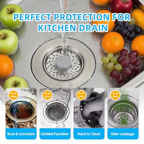 Sink Drain Strainer - Kitchen Sink Stopper, 3 In 1 Kitchen Sink Drain Strainer with Anti-Clogging Basket, Fit US Standard 3-1/2'' Sink Hole - Thumbnail 5