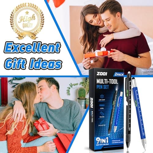 ZOOI Fathers Day Dad Gifts from Daughter Wife Son Gifts for Men Dad Him, 9-1 Multitool Pen, Mens Gifts for Men Who Have Everything, Grandpa Fathers Day Gift, Cool Gadgets Stuff - Thumbnail 2