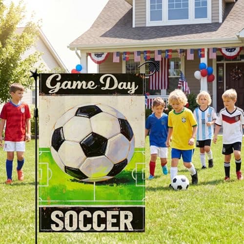 2026 World Cup Decorations USA Soccer Garden Flag, Game Day Summer Yard US Soccer Decor Garden Flags for Outside, 12x18 Inch Double Sided Outdoor Lawn Porch Party Sports World Cup Decorations Favors - Thumbnail 2