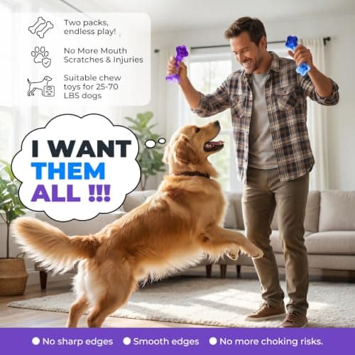 Kseroo 2-Pack Indestructible Dog Toys for Aggressive Chewers: Beef-Flavored Tough Dog Chew Toys, Nylon Large Dog Chew Toys to Keep Them Busy, Dog Chew Bones for 25-70lbs Medium & Large Dogs - Thumbnail 2