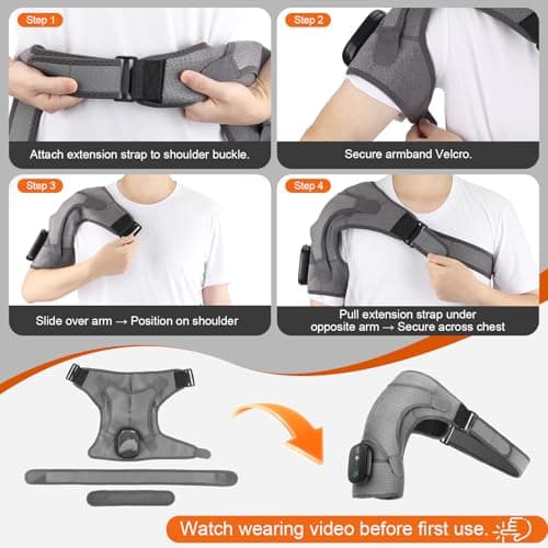 Cordless Shoulder Heating Pad, Shoulder Massager for Pain Relief Deep Tissue, Heated Shoulder Wrap with Massage, Heated Shoulder Brace for Rotator Cuff(Gray) - Thumbnail 6