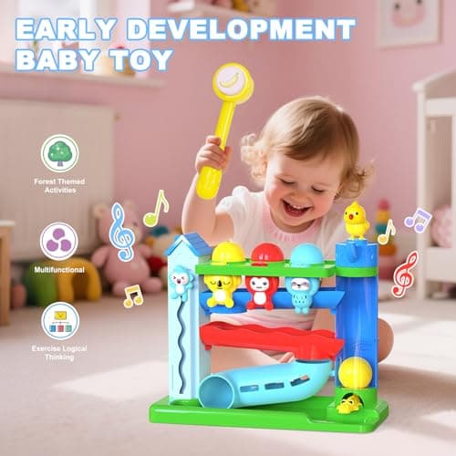 Ussybaby Hammer Toddler Musical Toys, Light-Up Baby Musical Toy for 1-2 Year Old Boys & Girls,STEM Educational Toy with English & Spanish, for Ages 6-9,9-12,12-18,18-24+ Months - Thumbnail 4