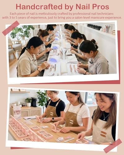 10 pcs Handmade Press on Nails, 3D White, green, Magenta + Magenta flowers Fake Nails,The effect is just like a salon manicure French Reusable Full Cover, Salon Grade Manicure stiletto Size M - Thumbnail 3