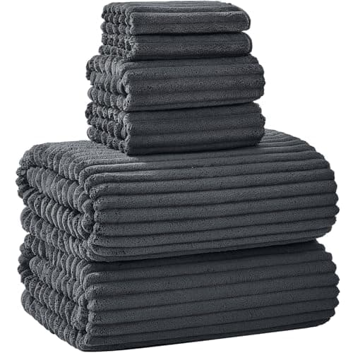 NALIVO Extra Large Bath Towel Set of 6 (40"x80"),Oversized Bath Sheet Super Soft Highly Absorbent Microfibers Quick Dry Luxury Shower Towel for Bathroom Spa Gym Hotel Yoga (Charcoal Gray, 6Piece) - Image 1