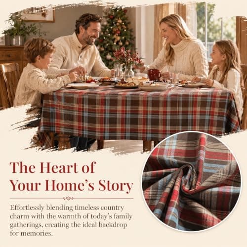 UWWGKK 55x86 Inch Plaid Tablecloth Rectangle Woven Checkered Table Cover - Thumbnail 5