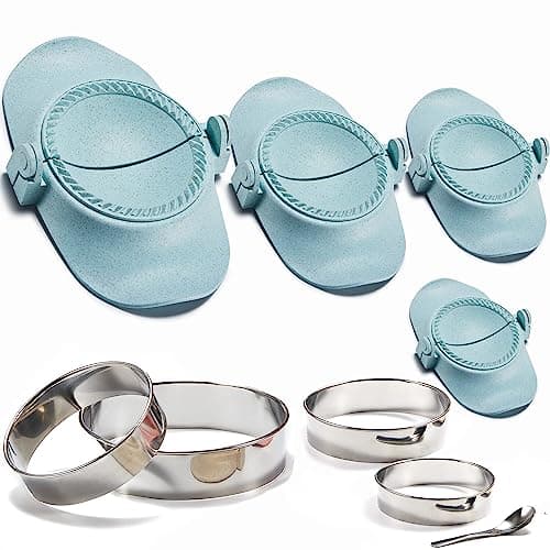 MUMSUNG Empanada Maker Press, 6-Inch Extra Large Dumpling Maker Set with Dough Cutter, Dumpling Mold Set for Pierogi, Pastelitos, Calzone, Turnovers, Chinese Dumpling 4Sizes-Blue (6"/4"/3"/2.6") - Image 1