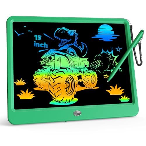 KOKODI 15 Inch LCD Writing Tablet with Anti-Lost Stylus, Erasable Doodle Board Colorful Toddler Drawing Pad, Car Travel School Games Toys for 3 4 5 6 7 8 Kids, Birthday Gift for Girls Boys Green - Image 1